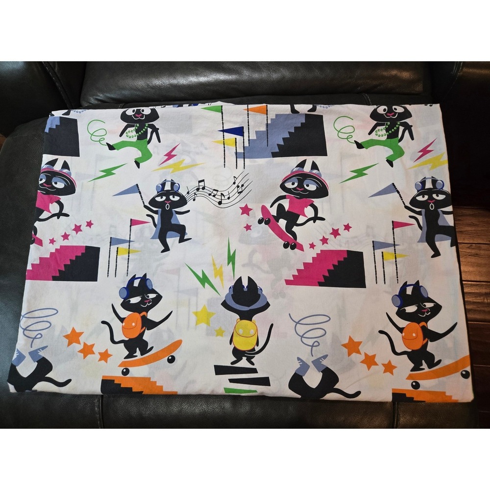 Unbranded Cartoon Skater‎ Cat Twin Duvet Cover Multicolor Retro 90s Style Good